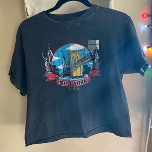 new york usa hand cut crop top